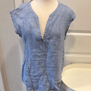 EUC Gap Blue Cap Sleeve Linen Blouse